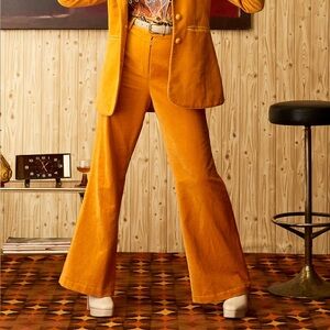 Gold Velvet Moonage Daydream Flared Trousers NWOT